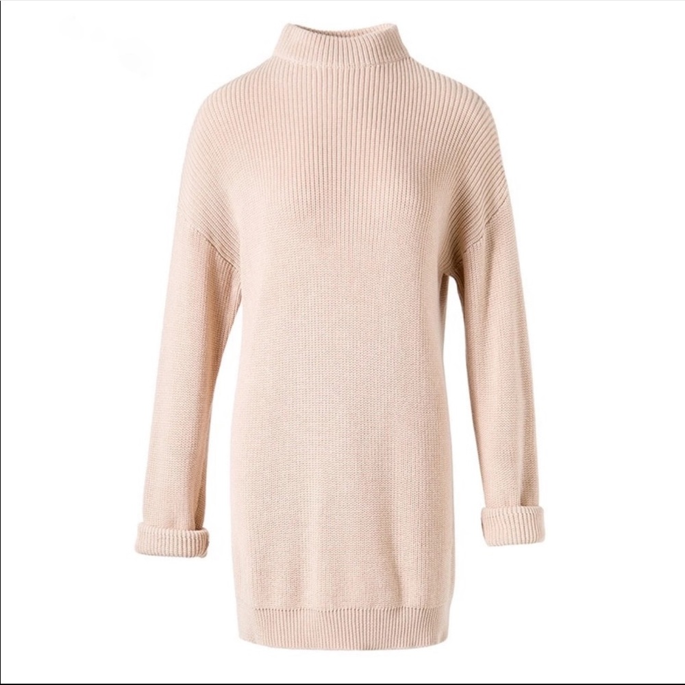 LAST ONE!!!! Long Beige Knitted Mini Sweater Dress - Picture 4 of 8